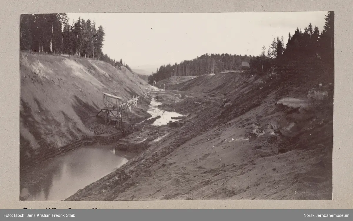 Hønefosskjæringens nordvestre ende, etter utrasing i oktober 1909