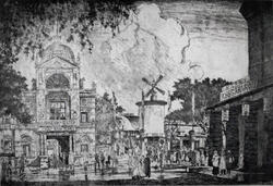 Fra Stortingsgata med tivoli og teatre [papirkunst]