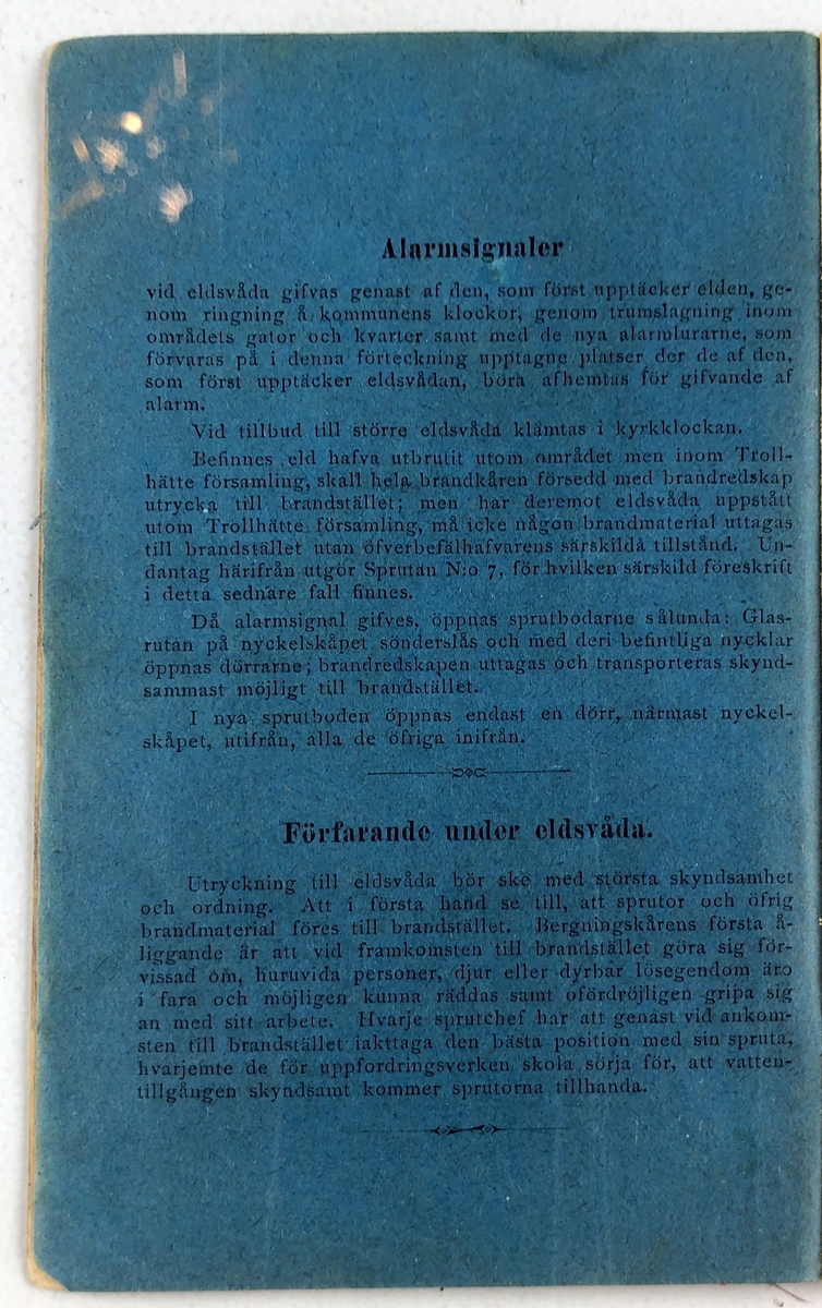 Förteckning öfver Trollhättans Brandkårs Personal  11 sept. 1896