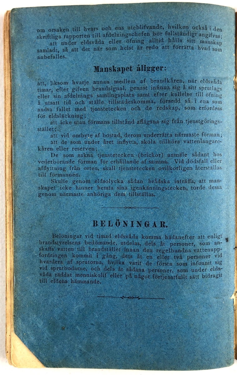 Förteckning öfver Trollhättans Brandkårs Personal  11 sept. 1896