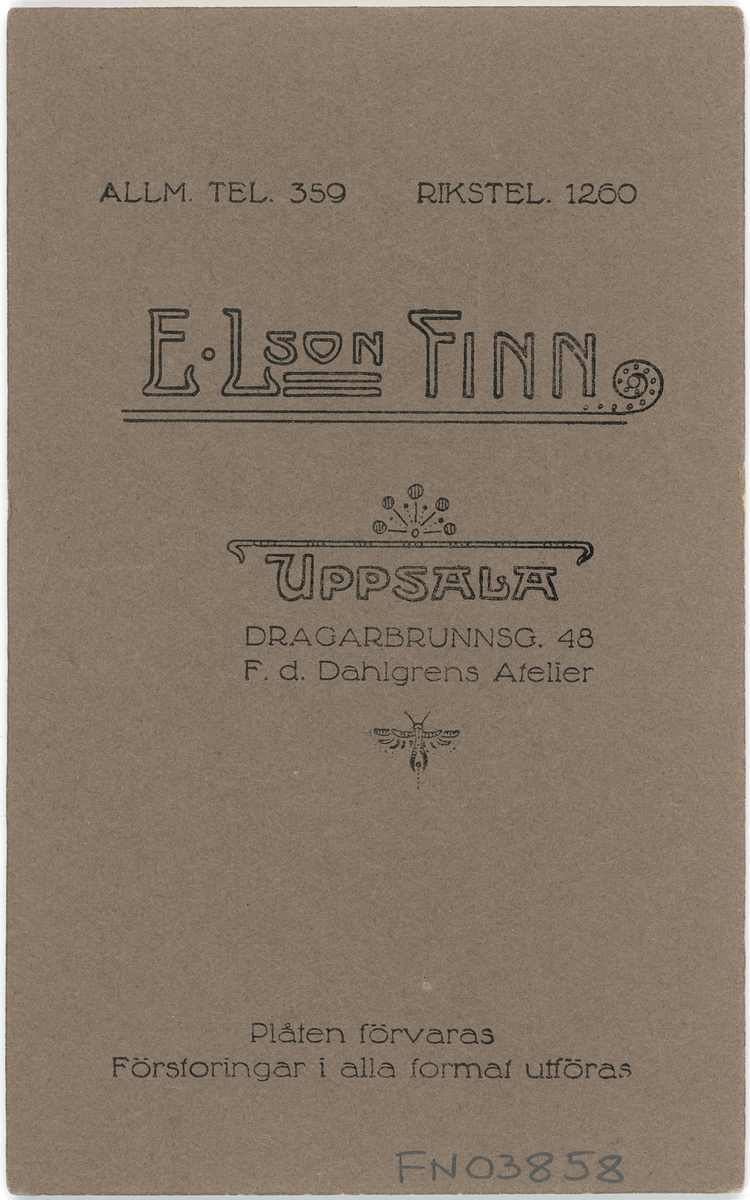 Kabinettsfotografi - kvinna, Uppsala 1910-tal