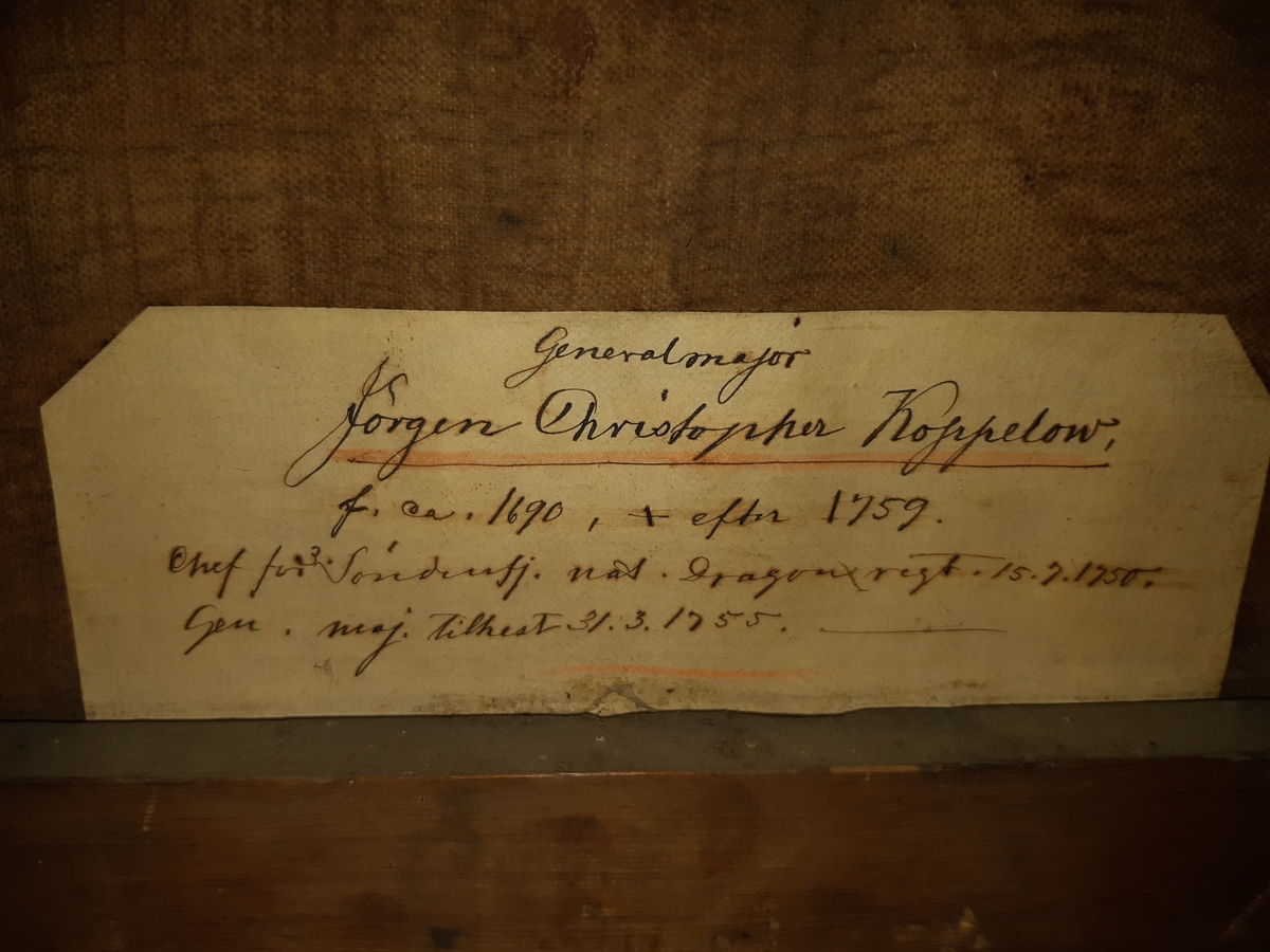 Oljemaleri med portrett av mann i uniform (Jørgen Christopher von Koppelow, 1684-1770)