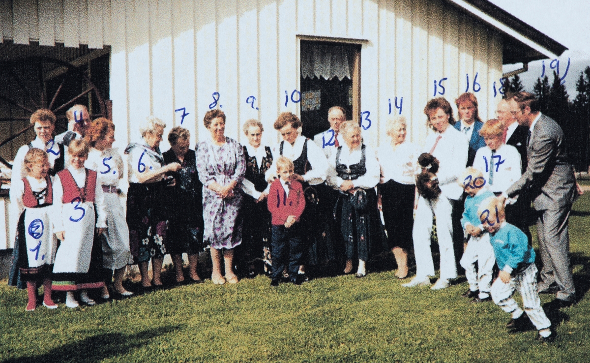 Konfirmasjonen til Jan Flagstad i 1987. På Flagstad gård i Løten. 
1: Marianne Omland (nå Vikebø), 2: Odbjørg Flagstad, Ingvild Flagstad, 4: Ola Bergseng, 5: Elin Bergseng, 6:Lillian Søhagen, 7:Karen Fossaubråten(?), 8: Olga Bakken, 9: Tora Godager, 10: Else Grethe Bratberg, 11: Geir Olav Bratberg, 12: Petter Bakken, 13: Solveig Bakken, 14: Gerd Godager, 15: Jan Flagstad, 16: ? Bratberg, 17: ? Bratberg, 18: Gunnar Godager, 19: Sverre Bratberg, 20: Øyvind Omland, 21: ? Omland.