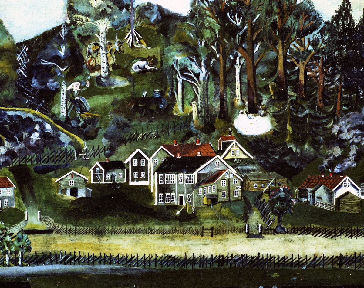 17. mai i Leiret i Elverum med Glomma i forgrunnen, ved den gamle brua, en jernkonstruksjon.