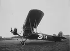 Flygplan S 6, Fokker C.VE märkt nummer 34 på flygfältet på Malmen. Vid motorprov av 500 hk Armstrong Siddeley Jaguar och modifierat landningsställ, augusti 1929.