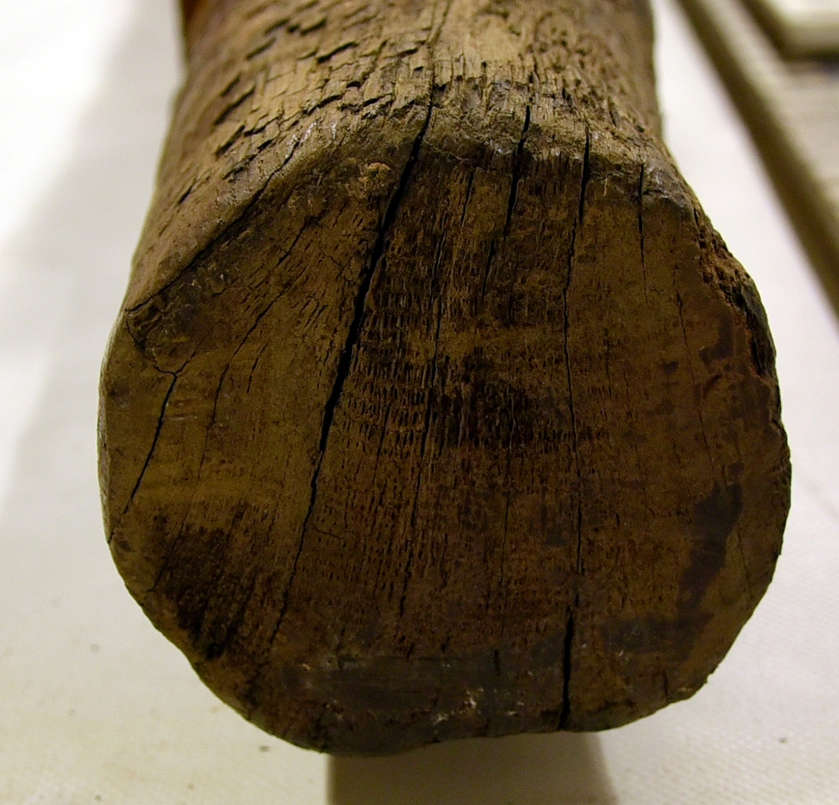 Lavettaxel, fram. Kraftig eroderad och missbildning. 

Axle front, heavy eroded and misshapen.