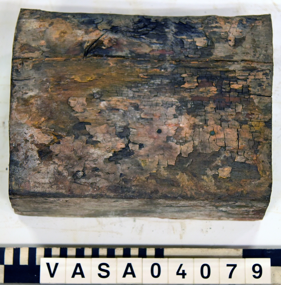 Kolv till lavett. Torr och eroderad lavettkolv, de övre kanterna eroderade.  

Dried & eroded transom, recorded assembled (some measurements  unobtainable) top edges eroded.