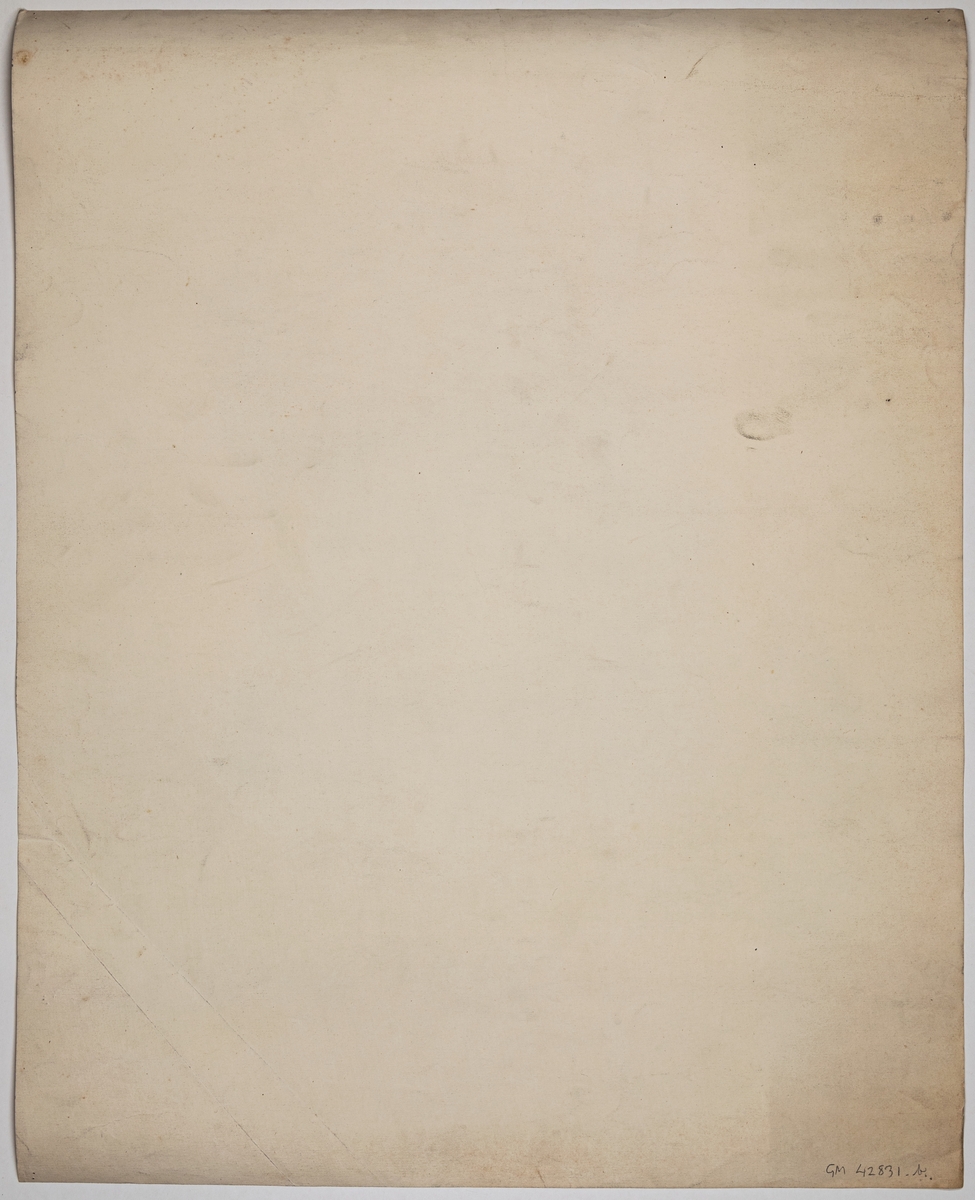 Modellstudie, avbildning av man i profil, långt skägg och bakåtkammat hår.  Signerad Ida von Schulzenheim 1878 Oct. Ytterligare signatur.