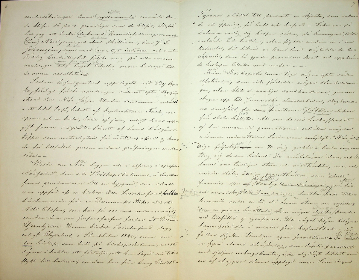 Reseberättelse över en antikvarisk resa av vik. läroverksadjunkten K.E. Roberg sommaren 1869. Daterad Falun d 20/12 1869.
Om sägner och fornminnen från By och Folkärna socknar.