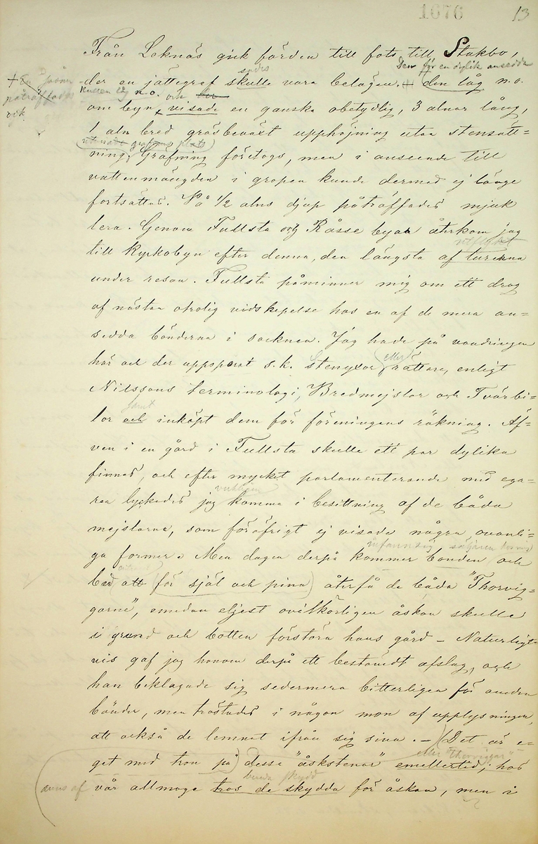 Reseberättelse över en antikvarisk resa av vik. läroverksadjunkten K.E. Roberg sommaren 1869. Daterad Falun d 20/12 1869.
Om sägner och fornminnen från By och Folkärna socknar.