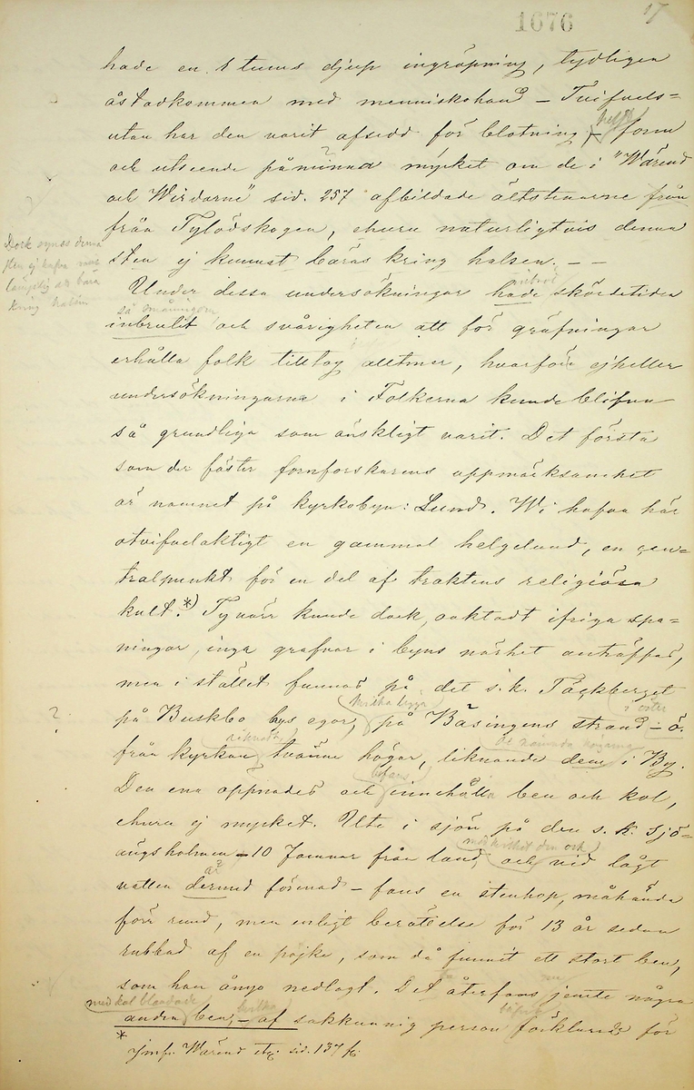 Reseberättelse över en antikvarisk resa av vik. läroverksadjunkten K.E. Roberg sommaren 1869. Daterad Falun d 20/12 1869.
Om sägner och fornminnen från By och Folkärna socknar.