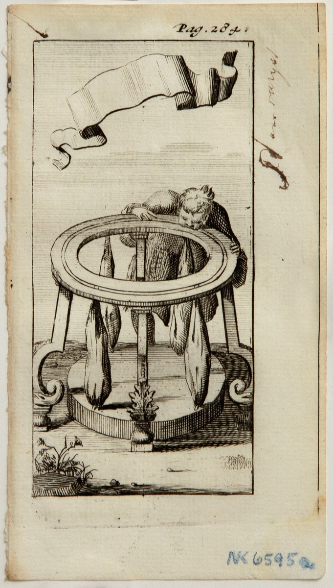 Ni illustrasjoner som viser vitenskapelige eksperimenter:

Pag. 255: Illustrasjon med et hygrometer og en bevinget figur. 

Pag. 256: Illustrasjon med vekt som henger i luften over et bord. Øverst er denpyntet med en sløyfe. I den ene skålen ser det ut til å være en stein, og i den andre skålen gress.

Pag 258: Illustrasjon med mann med stokk stående foran en balustrade med drapperi, samt med et landskap i bakgrunnen. Mannen peker på tallet IX på en disk som henger ned fra taket. Etter IX på disken står tallene: X, XI, XII, I og II.

Pag 262: Illustrasjon med kvikksølvbarometer i ramme på en vegg. Ved siden av er en slags beholder med en pæreformet kuppel, hvor det er en liten figur.

Pag 284: Illustrasjon med mann som henger på et sirkelformet bord uten plate med fire bein. Mellom hvert bein er en fylt beholder. De er festet til en sirkulær stein i bunnen. Over scenen er det et bølgende bånd.

Pag. 294: Illustrasjon med to gjennomsiktige kolber. Den ene er timeglassformet og inneholder vann og vin. Den andre er omvendt pæreformet og inneholder de fire elementene ild, luft, vann og jord. Kolbene står på et slags bord med beskrivende lapper under hver kolbe.

Pag. 300: Illustrasjon med kvinne iført dekorert kjole, smykker og spiss hatt med nedhengende slør. Hun sitter ved et bord og røyker fra en vannpipe med sirkulær kolbe.

Pag. 304: Illustrasjon med en firkantet boks på sokkel under en gardin. Inni boksen er et stearinlys og et speil som sender en lysstråle ut et rør og danner et figurbilde på den mørke veggen ved siden av.

Pag. 306: Illustrasjon med tre stearinlys på sokkel med kryssende lyspunkt gjennom en firkantet anretning i midten på bildet, slik at strålene treffer diagonalt på veggen på andre siden. I bakgrunnen står en byste på toppen av en dør.