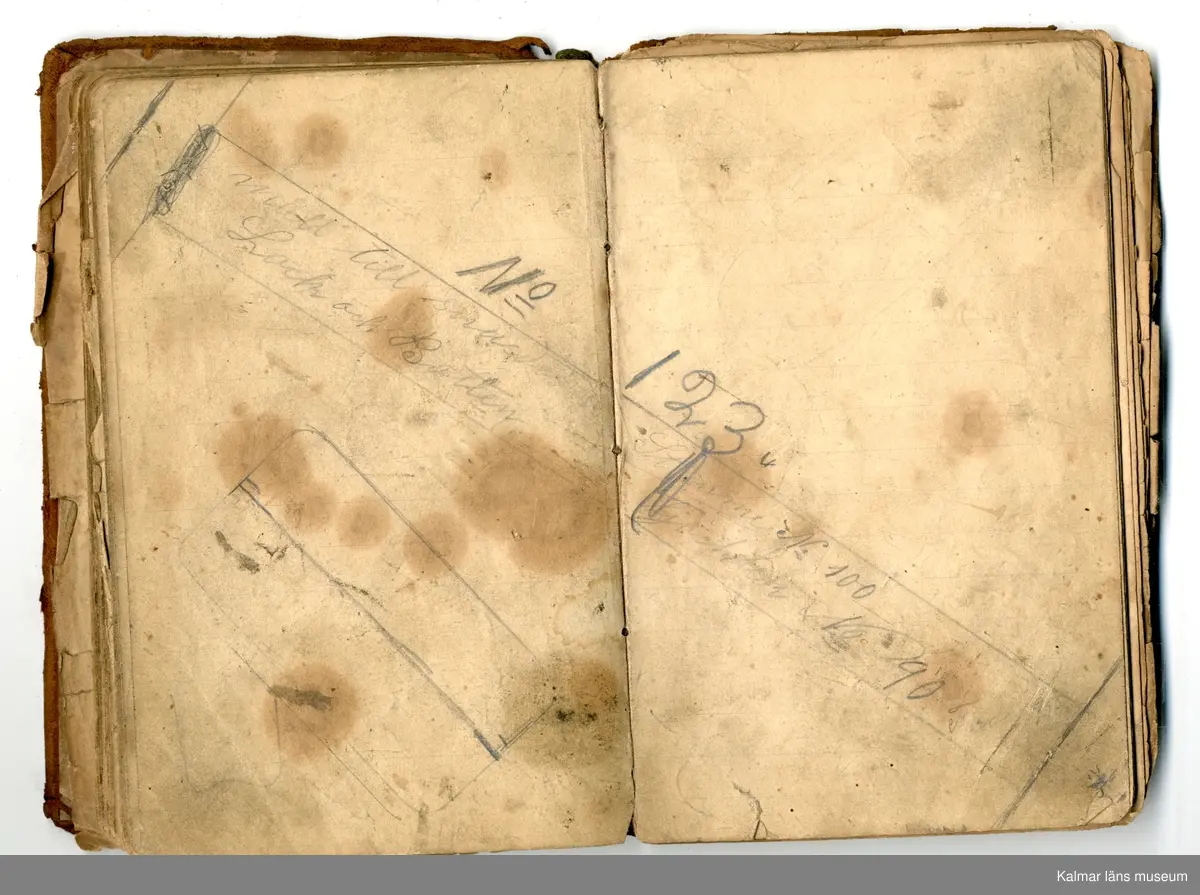 KLM 46368:1. Bok, modellbok. Band av kartong klätt med brunt läder. På bokens förstasida: Modell-bok hos J.G. Hentzell Kalmar. Fabrik för Guld, Silfver och Nysilvfer samt ett register över bokens innehåll. Boken innehåller handritade modellritningar i blyerts och bläck av bl.a. broscher, armband, klockkedjor och skedar. I boken även diverse lösa blad och lappar med ytterligare ritningar och anteckningar.
