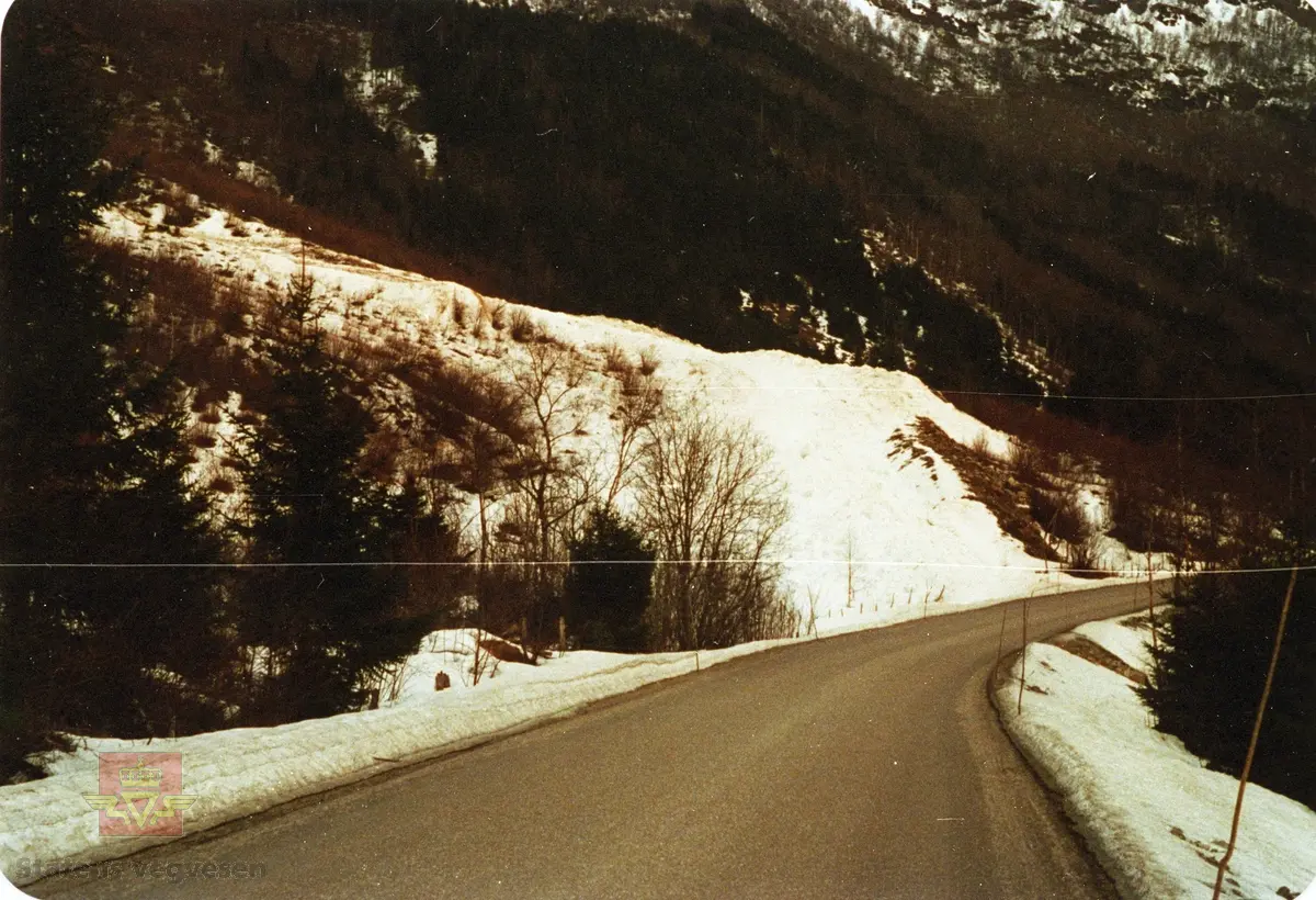 Synfaring snøskredutsatt område på fylkesveg 724 Oldedalsvegen år 1987.

Her ved Aksnesfonna.