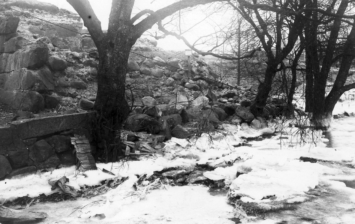 Laholm, Lagaholm, RAÄ 38. Laholms landsförsamling. Lagaholms slottsruin under utgrävning.