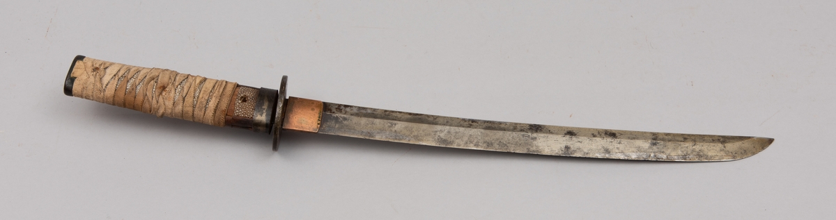 Japansk sverd, Wakizashi, korpsversjon. 1600/1700-talls, sett ut i fra klingen. Er fra Satsumaopprøret 1870-årene.