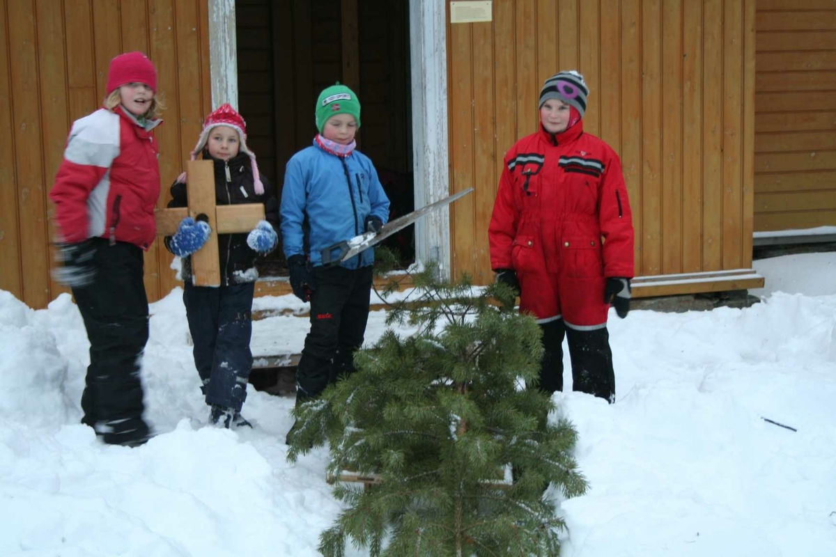 Jul på gamlemåten i Museumsparken 2008. Hente juletre. 