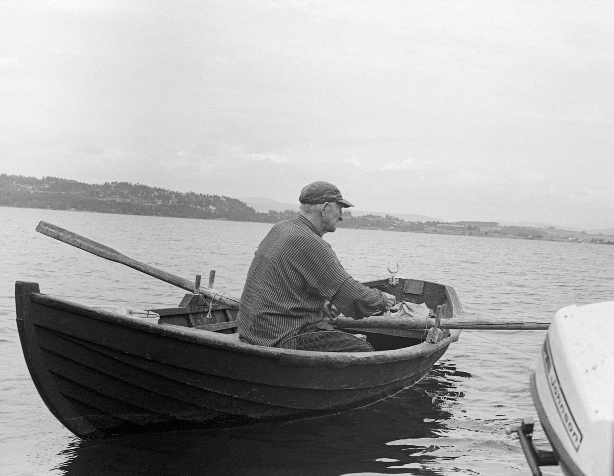 Yrkesfiskeren Paul Stensæter (1900-1982), fotografert i båten sin på Steinsfjorden, en sidearm til Tyrifjorden på Ringerike. Dette bildet ble tatt sommeren 1978, da Paul fisket etter gjedde (Esox lucius) med reiv (langrev), som var et lineredskap (se nedenfor).

I 1970-åra var etnologen Åsmund Eknæs fra Norsk Skogbruksmuseum flere ganger på besøk hos Paul Stensæter for å observere ham i aktivitet som fisker og intervjue ham om denne virksomheten. Eknæs oppsummerte det han fikk se og høre om gjeddefisket med reiv slik:

«Flere av de viktigste fiskeartene i Steinsfjorden har gytetid i mai-juni og fisket drives mest effektivt i denne tida. De tre aktuelle arter er gjedde, brasme og abbor. I tillegg kommer et ikke ubetydelig krepsefiske seinere på sommeren.

Pauls viktigste redskap for fangst av gjedde er lina eller «reiven». Gjeddereiven er opptil 250 favner lang. Det er ti favner mellom hver krok, så det blir ikke mer enn 52 kroker i alt. De store krokene, vanligvis størrelse 7/0 sitter i en fortom, «tams» på ca. 50 cm. Da Paul fisket for fullt og røktet reiven ofte brukte han bomullsfortom. Men i de seinere åra med sjeldnere tilsyn har han gått over til messingfortom. Dette er for å hindre gjedda i å gnage av snøret.

Gjeddereiven er flytereiv som står ca. 2 favner under overflata. Til agn brukes det små-abbor. Før ble det brukt levende abbor, men da forbudet mot levende agn kom, gikk han over til død fisk. Den må festes til kroken slik at den står horisontalt i vannet.»