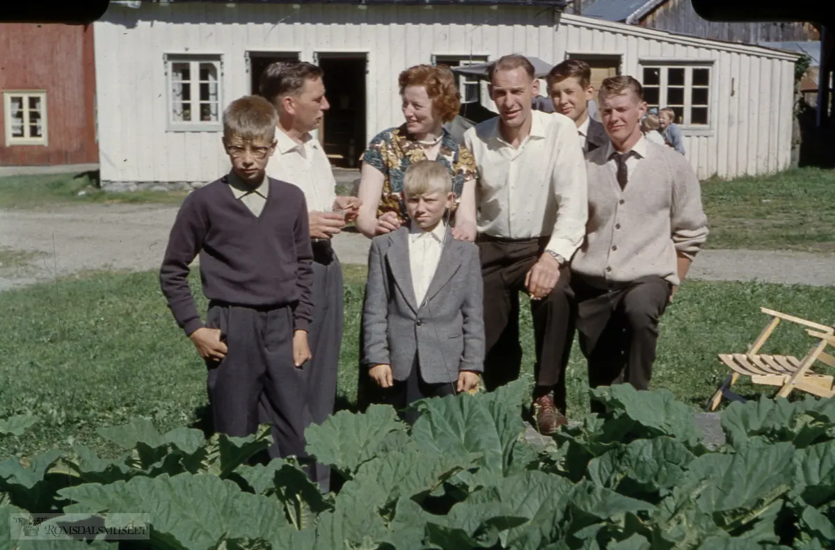 Reitan, Eikesdalen, gnr. 79/1. .Husa i bakgrunnen er f.v. Kjøkkenet på nr. 2 (raudt), Landhandelen eller «Butikken» (i bruk frå 1905-1948) og eldhuset (kvitt) og t.h. Løeveggen på bnr. 2.