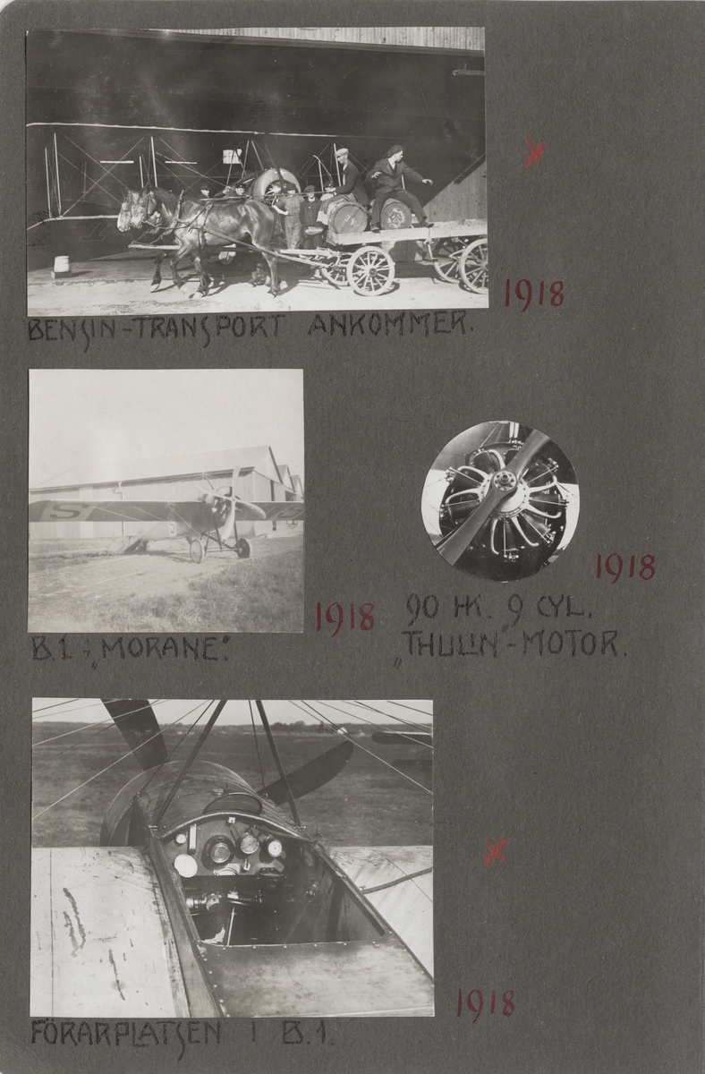 Närbild av motor Thulin A, 1918.

Text i album: "90 HK. 9 CYL. Thulin-motor. 1918."
