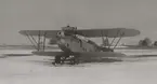 Flygplan A 1 Phönix E.2 Dront märkt nr 456 står på flygfältet på F 4 Frösön. 1928-1929. Vy snett framifrån.

Text vid foto: 