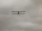 Flygplan FVM S 21 i luften, 1925. Vy nedifrån.

Text vid foto: 