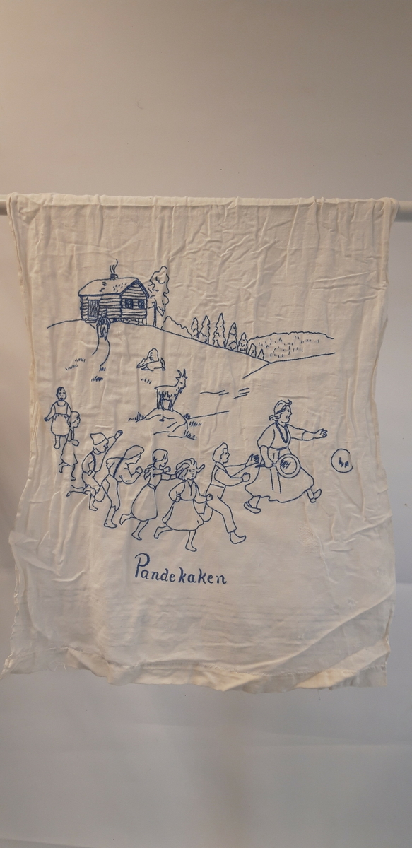 1 pyntehåndkle med blått broderi