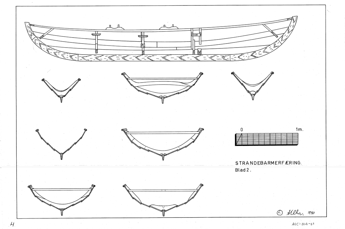 Strandebarmerfæring, 4-bording, 480cm lang
