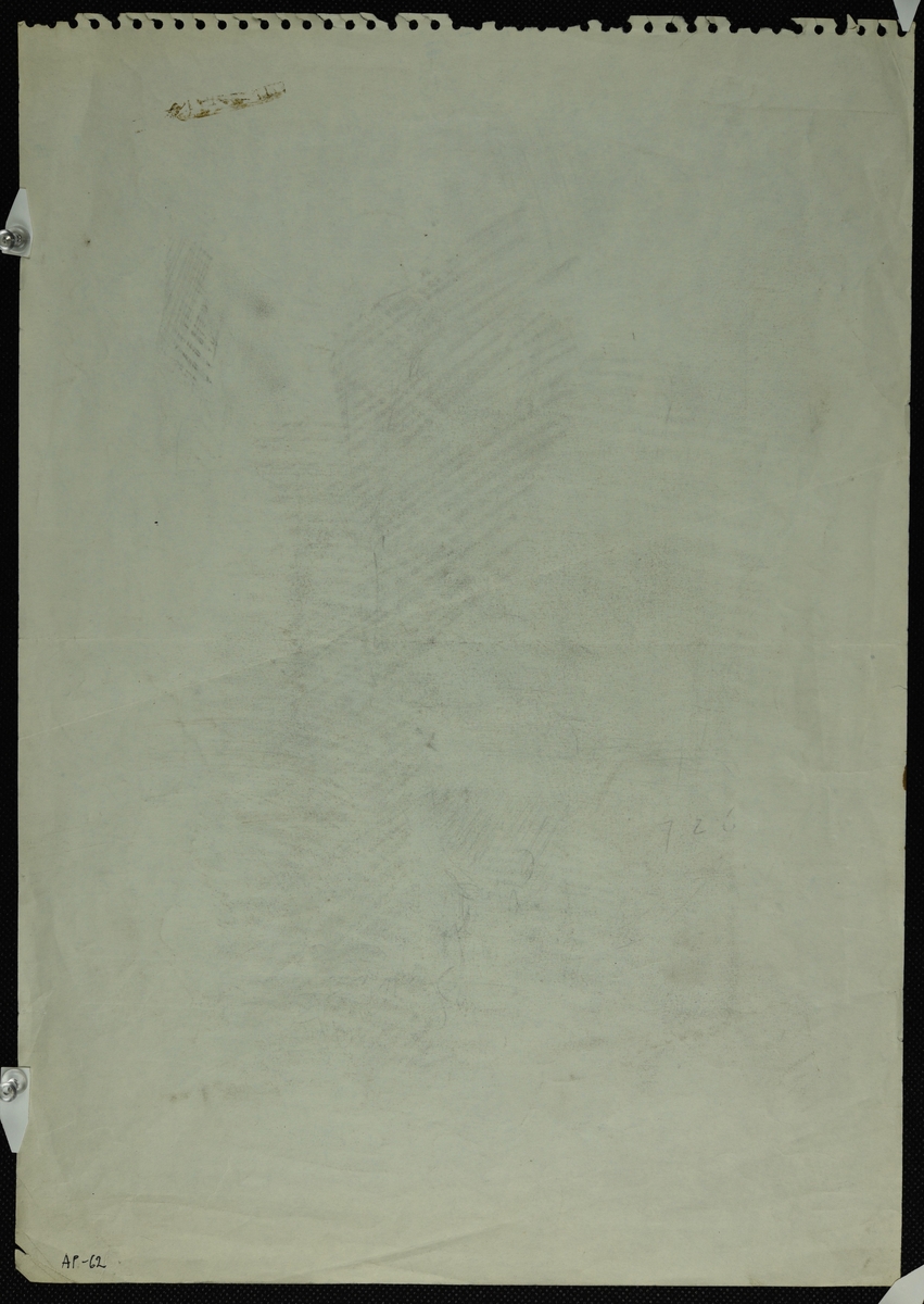 En kvinne i profil, to menn i profil