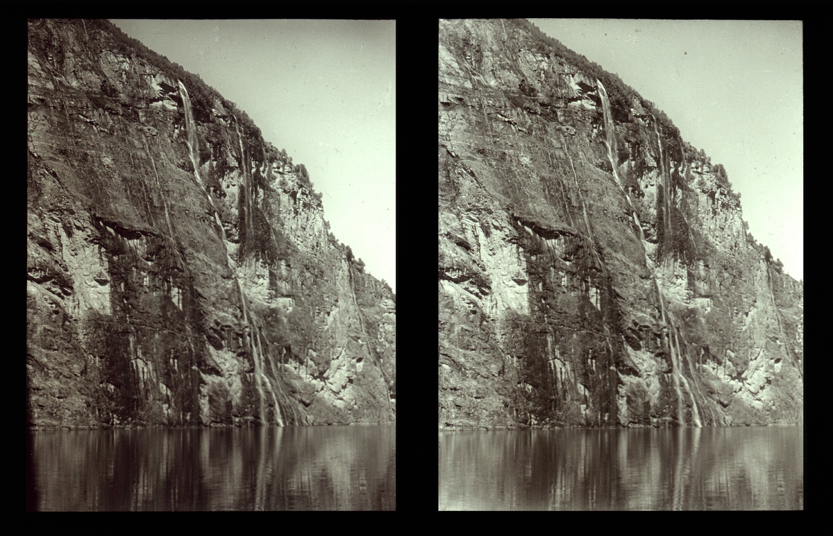 Brudesløret, Geirangerfjorden. Tilhører Arkitekt Hans Grendahls samling av stereobilder.