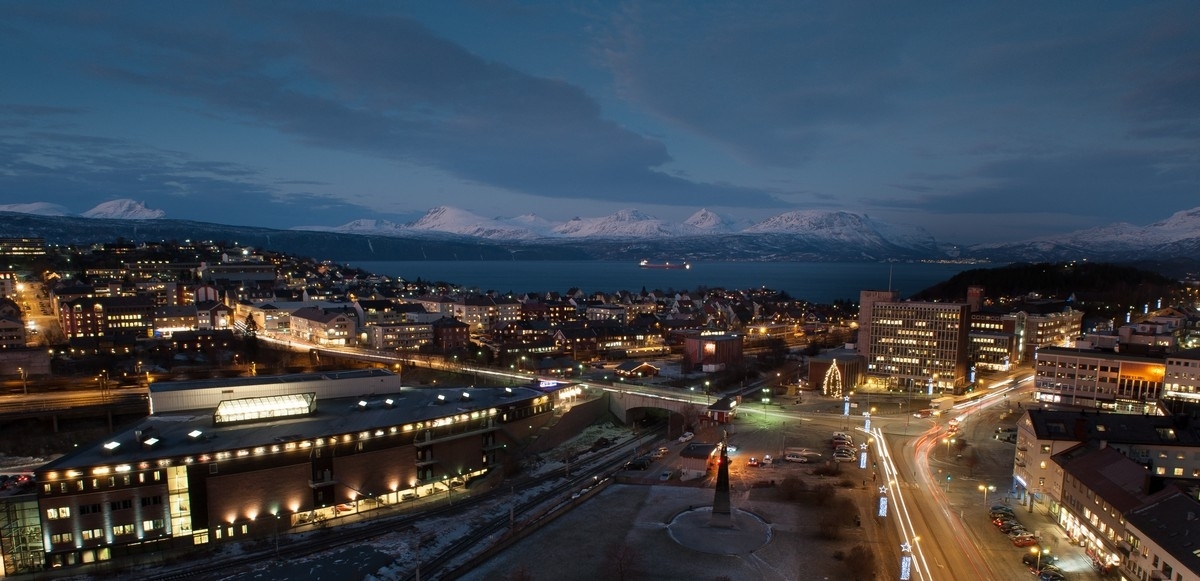 Narvik sentrum fotografert fra Ricahotellet. 19. desember 2012.