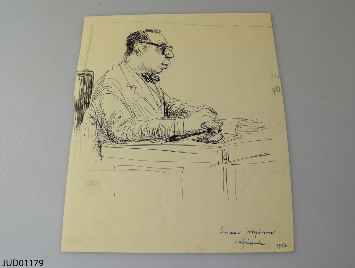 Åtta illustrationer med porträtt av anställda i mosaiska församlingen i Stockholm. Rabbin Emil Kronheim, Karl Hirsch, Axel Hirsch, Emil Glück, Clas Groschinsky, Fritz Hollander, Gunnar Josephson, professor E. Wolff.