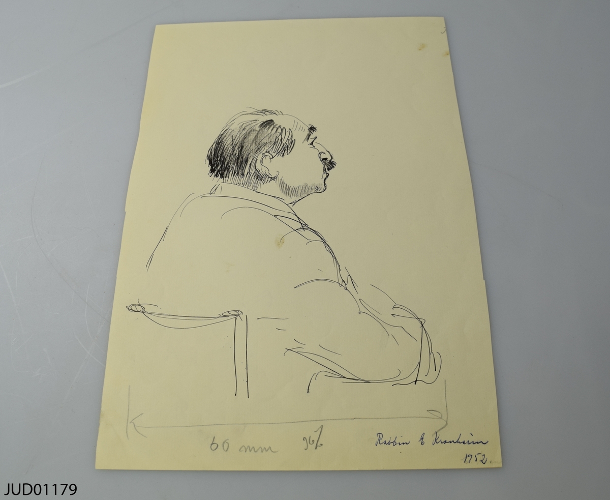 Åtta illustrationer med porträtt av anställda i mosaiska församlingen i Stockholm. Rabbin Emil Kronheim, Karl Hirsch, Axel Hirsch, Emil Glück, Clas Groschinsky, Fritz Hollander, Gunnar Josephson, professor E. Wolff.