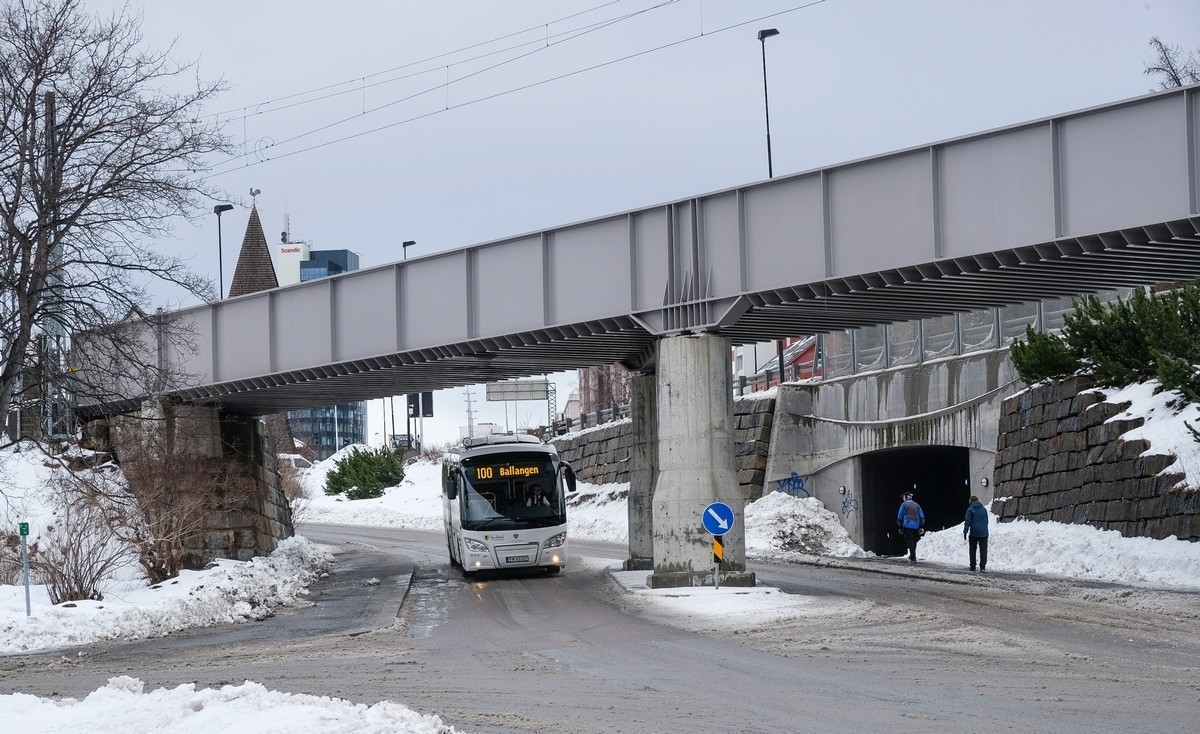 Narvik, 31. mars 2020.  Jernbanebru nedenfor Sjømannskirka.