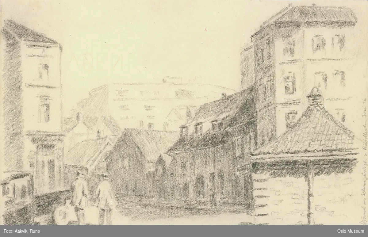 arkitektur, gateløp, lastebil, menn, tranformator, bygård, fotgjengere
