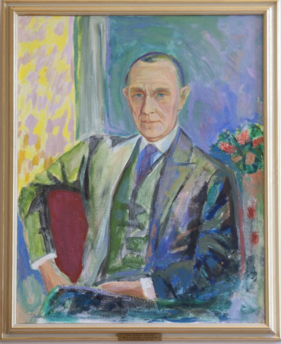 Maleri, portrett maleri  av  prof Arne Thorsrud