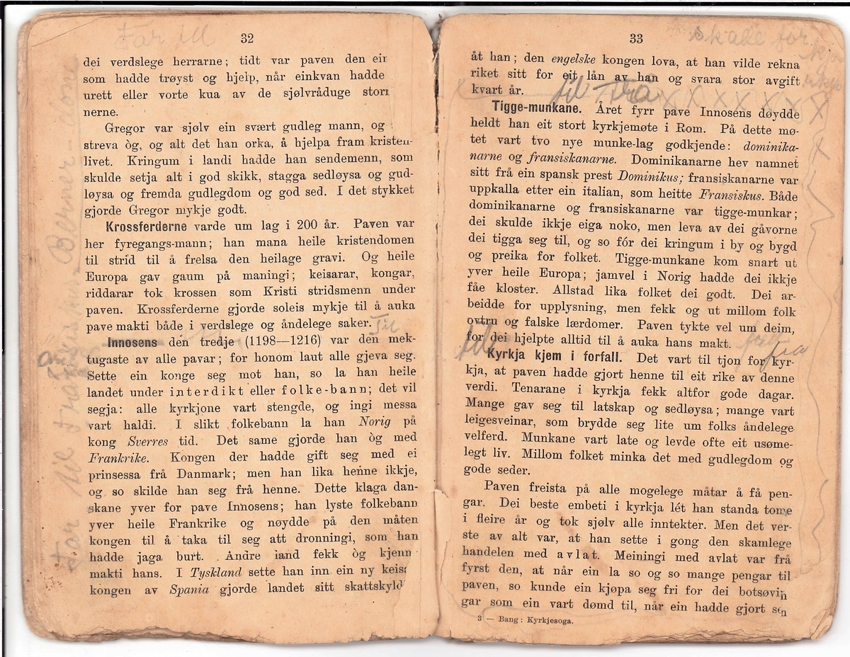 Bok. Stivt omslag, lyst. Grøn tekstil rygg. Trykk på utside.