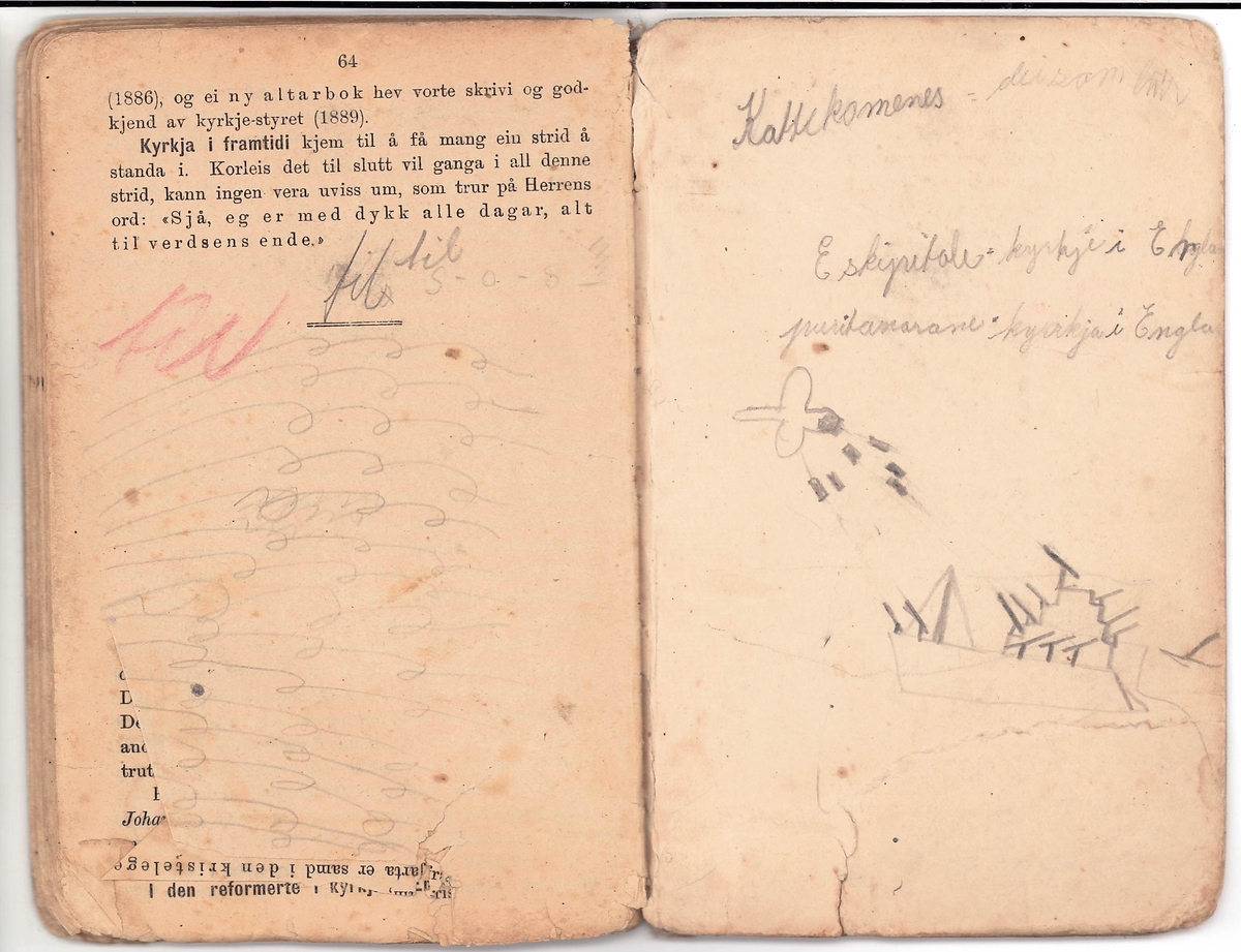 Bok. Stivt omslag, lyst. Grøn tekstil rygg. Trykk på utside.