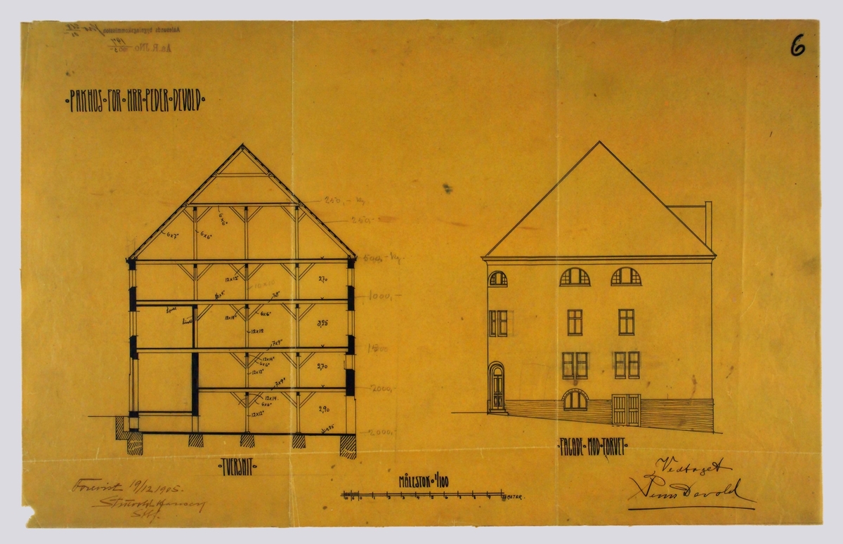 Pakhus for Hr.Peder Devold [Tverrsnitt]