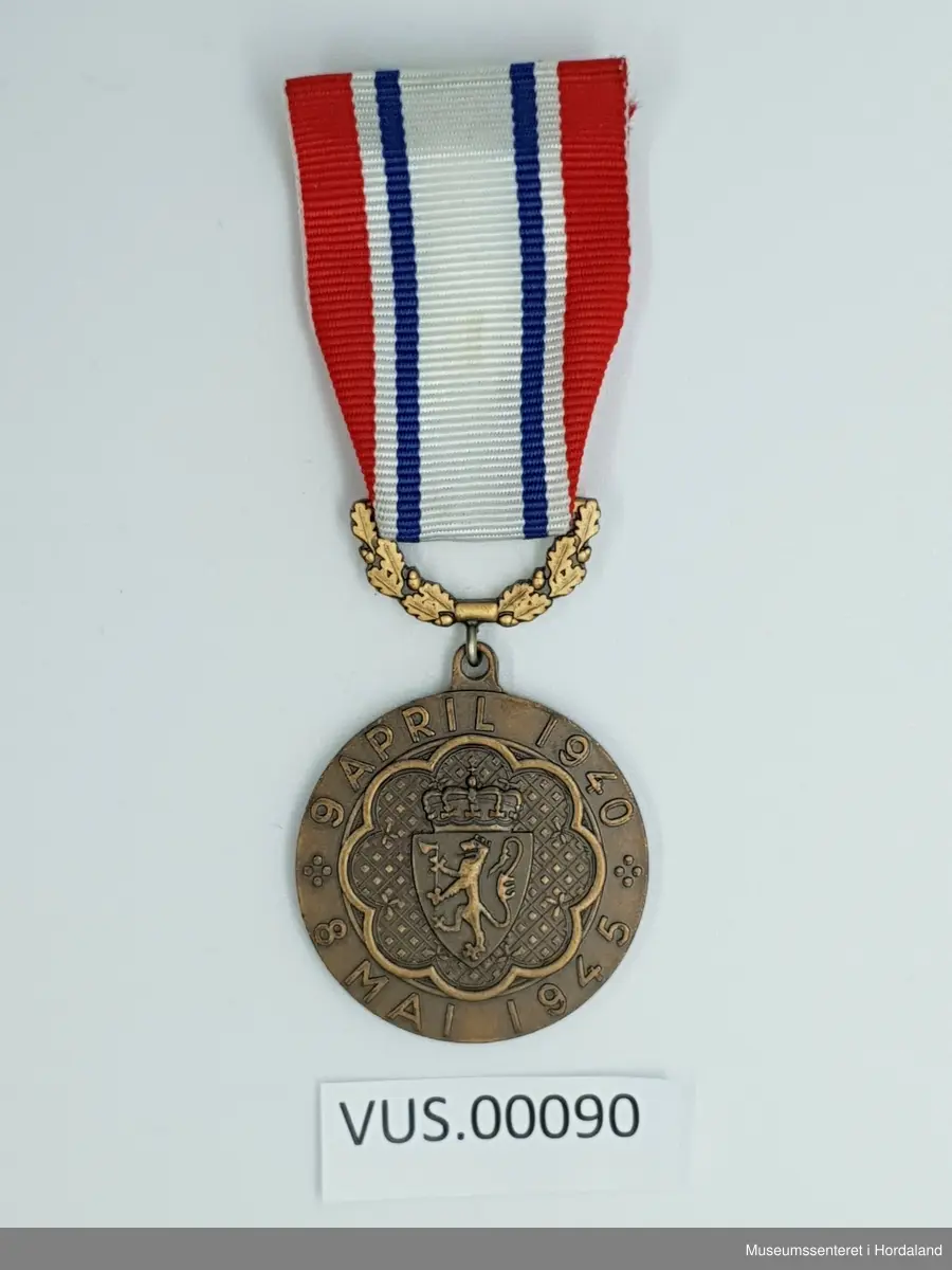 Medaljen er i bronse. På adversen er Norges riksvåpen med omskriften «9 APRIL 1940 * 8 MAI 1945 *». På reversen er kongeflagget, handelsflagget og orlogsflagget. Over disse en smal sirkel med innskriften «DELTAGER I KAMPEN». Motivet er omgitt av en lenke.