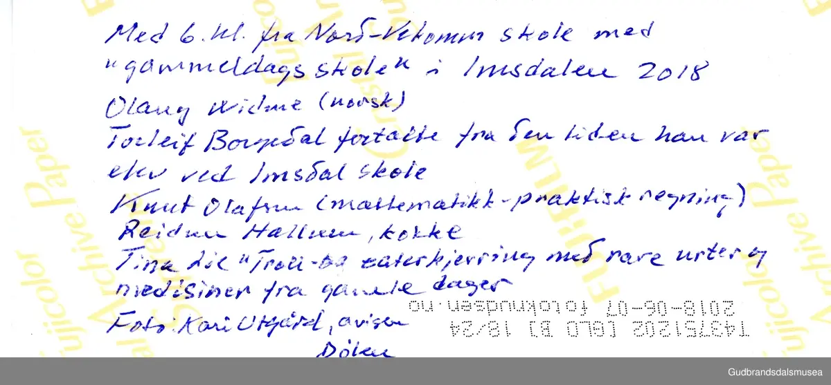 Gammeldags skole i Imsdalen 2018, Ringebu