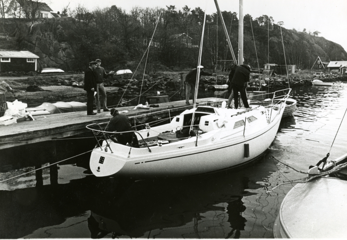 Linge-båten Gambling, sansynligvis ved Fevik brygge, Grimstad.