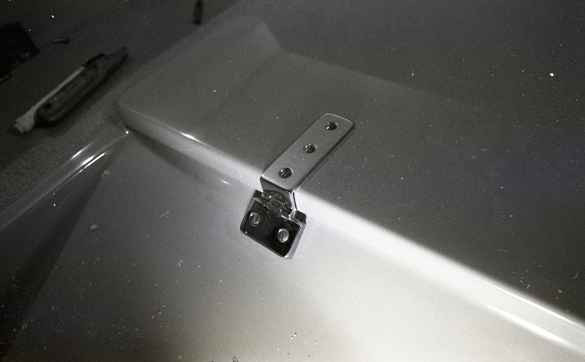 Bygging av Wesling/Vesling Open. Trolig prototypen. Detalj fra motorbrønnen.