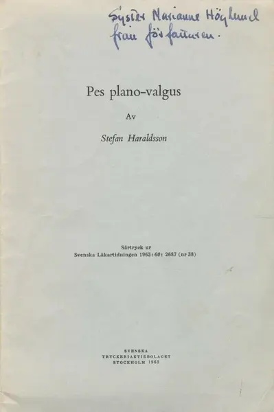 Dr. Haraldssons skrift: Pes plano - valgus