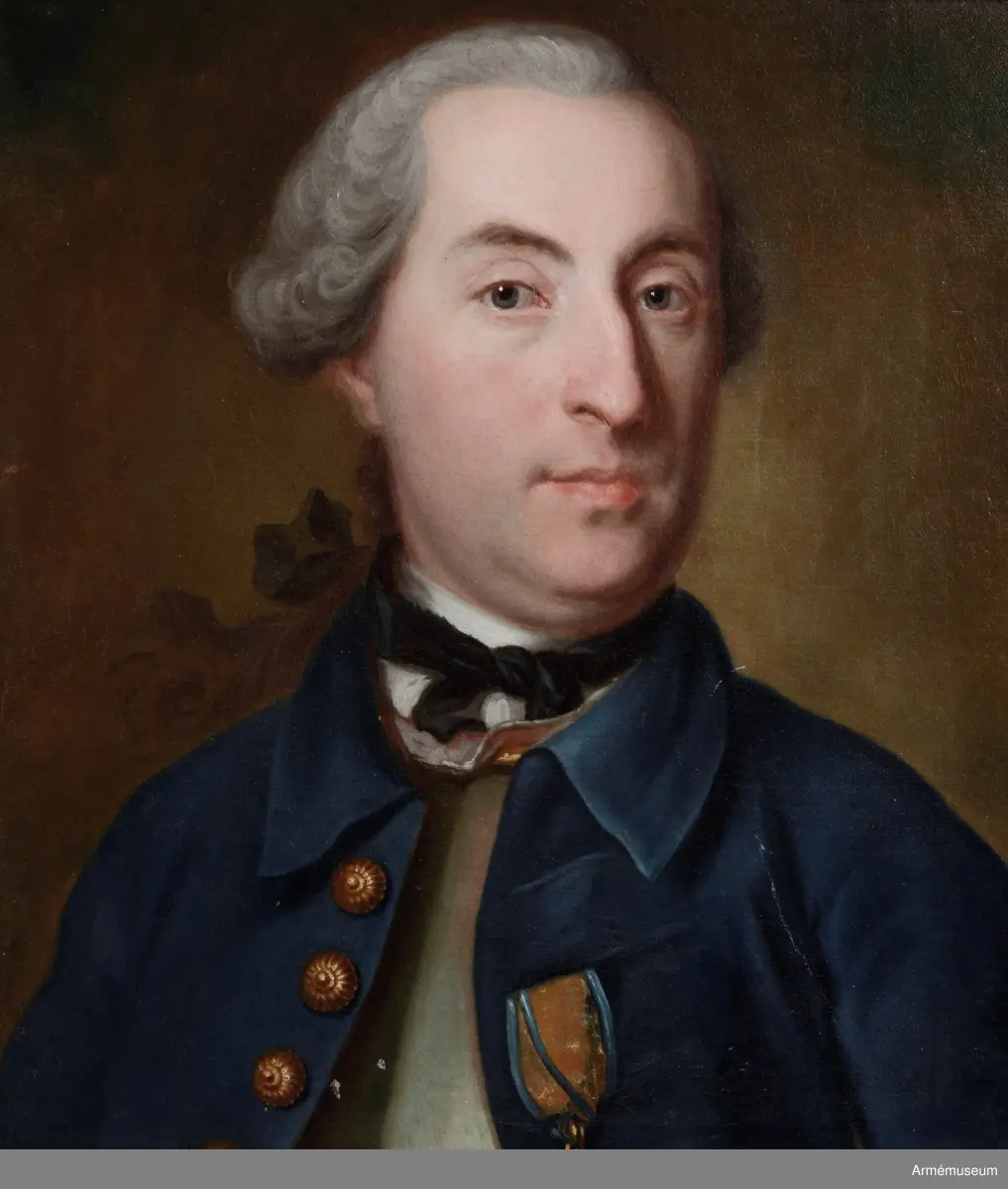 Oljemålning i form av porträtt föreställande översten vid svenska artilleriet Gustaf Gyllengranat f.1721 d.1801. Porträttet är utfört av Henrik Scheffel (1690-1781) 1756. Gyllengranat är porträtterad framifrån (bröstbild) i uppknäppt blå uniform med nedvikt krage och förgyllda knappar. Han bär svärdsordens riddartecken. Huvudet är bart. Infattning: enkel förgylld trälist.

Text på baksidan: "Maijoren Wid Kun Artill: Frijherre Hans Gustaf, Gyllengranat. J:H: Scheffel p: 1756."