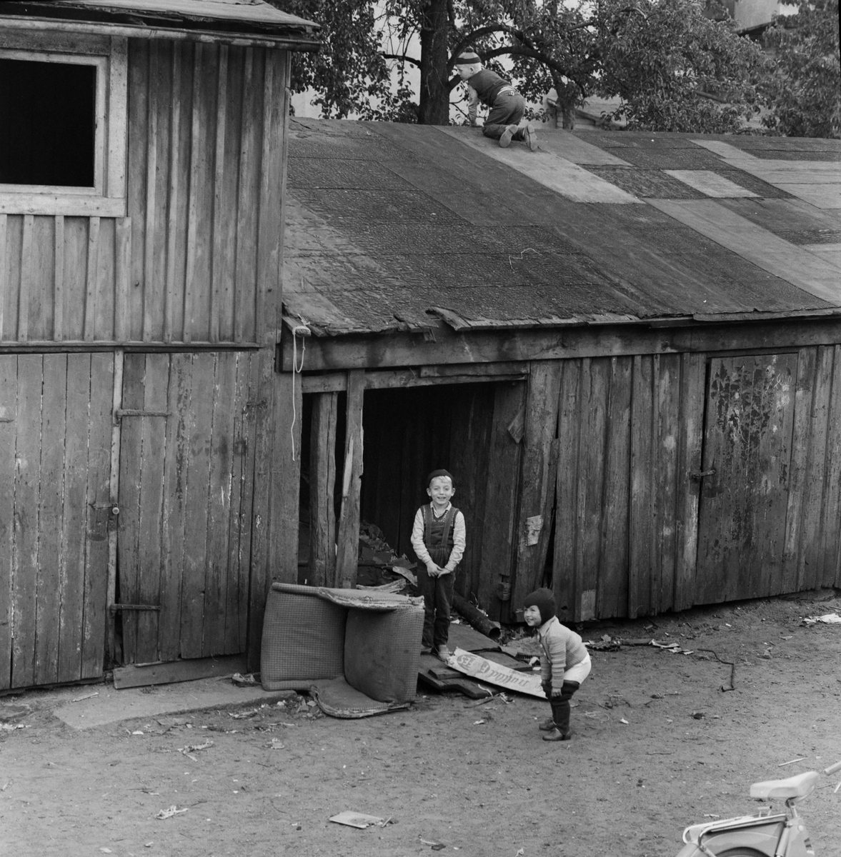 Norrköping var en stad med många låglöneindustrier. Moa Martinsons värld levde bitvis kvar, om än textilindustrin var döende. Bostadsstandarden var låg. Många familjer bodde i omoderna trånga lägenheter. Familjen Asklund, V S:t Persgatan 63, levde i en lägenhet om ett rum och kök på 30 kvm, som saknade alla moderniteter.
Familjen bestod av mamma och pappa och sju barn. Det kommunala bostadsbolaget ansåg sig inte ha någon tillräckligt stor lägenhet och privata värdar ville inte ha en niopersoners familj 1956.
Pressfotografier från 1950-1960-talet. Samtliga bilder är tagna i Östergötland, de flesta i Linköping.