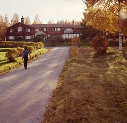 Uppfarten till semesterhemmet. Framsidan med entrén.