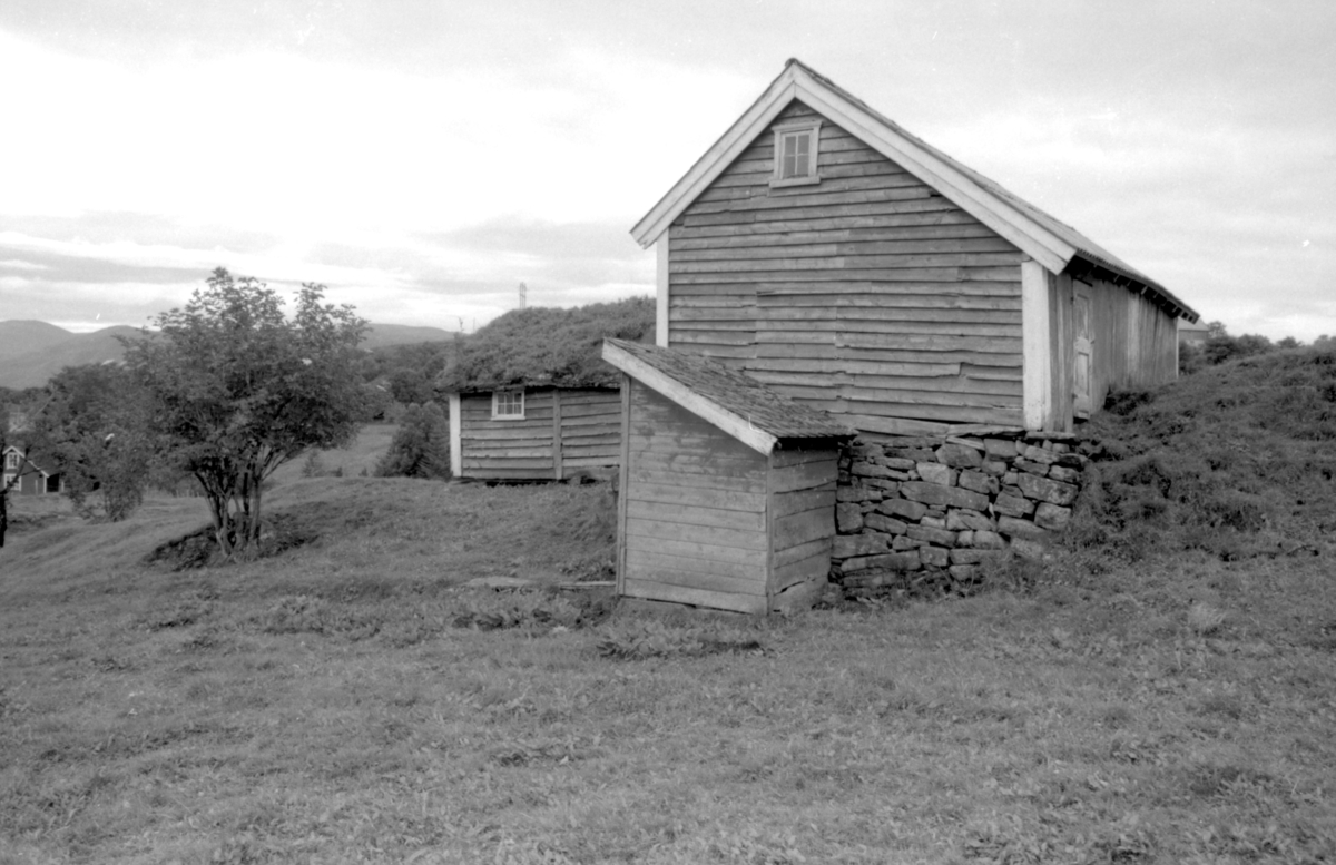 Dokumentasjonsfotografi i serie av et kårhus, stabbur og utedo på gården Reite i Herøy.