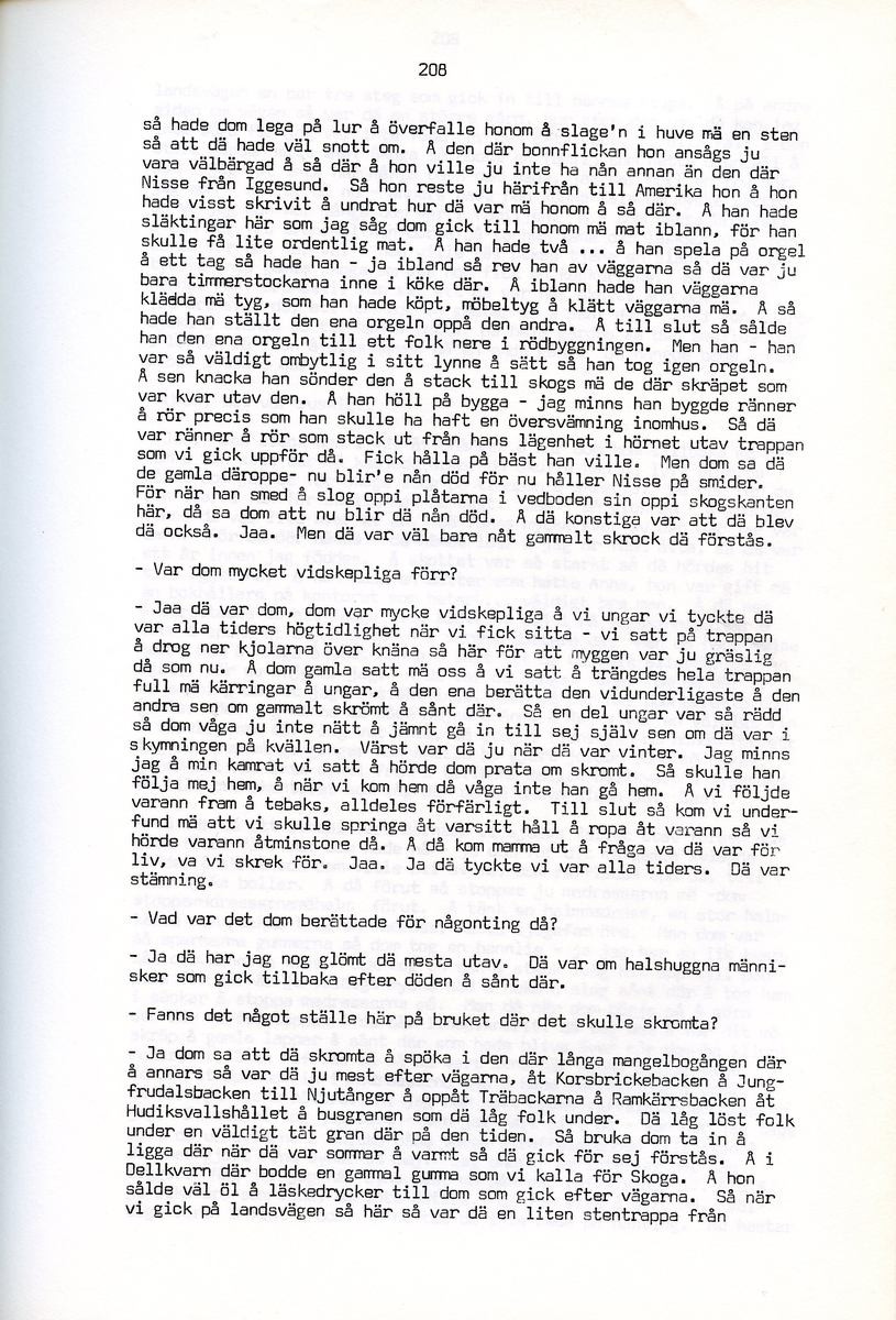 Maria Bäckman, född 1898, berättar om sina minnen från Iggesund, Hälsingland. Intervjun är utförd av Barbro Bursell 1971.