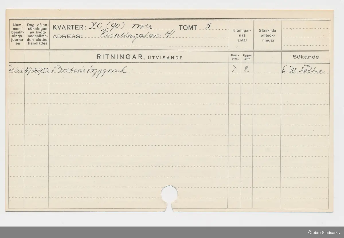 Örebro stad Bygglov. Olaus Petri, kvarter 90 Rädisan, tomt 5